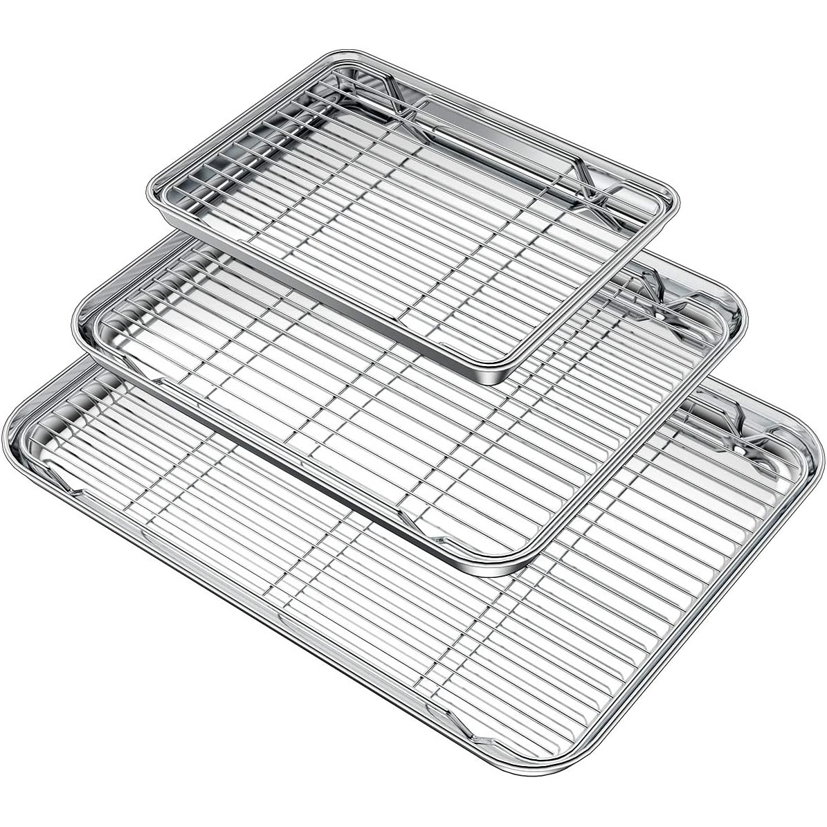 TEMU Moule à Pâtisserie avec Grille (3 Moules + 3 Grilles), Moule en Acier Inoxydable avec Grille de Refroidissement, Non et Robuste, Facile à