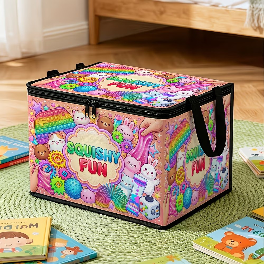 TEMU 1pc Modern Pop Art Storage Box With Lid - Crystal Mud Soft Animal Rectangular Organizer, Suitable For Wardrobe, Options, Underbed Storage For, ,