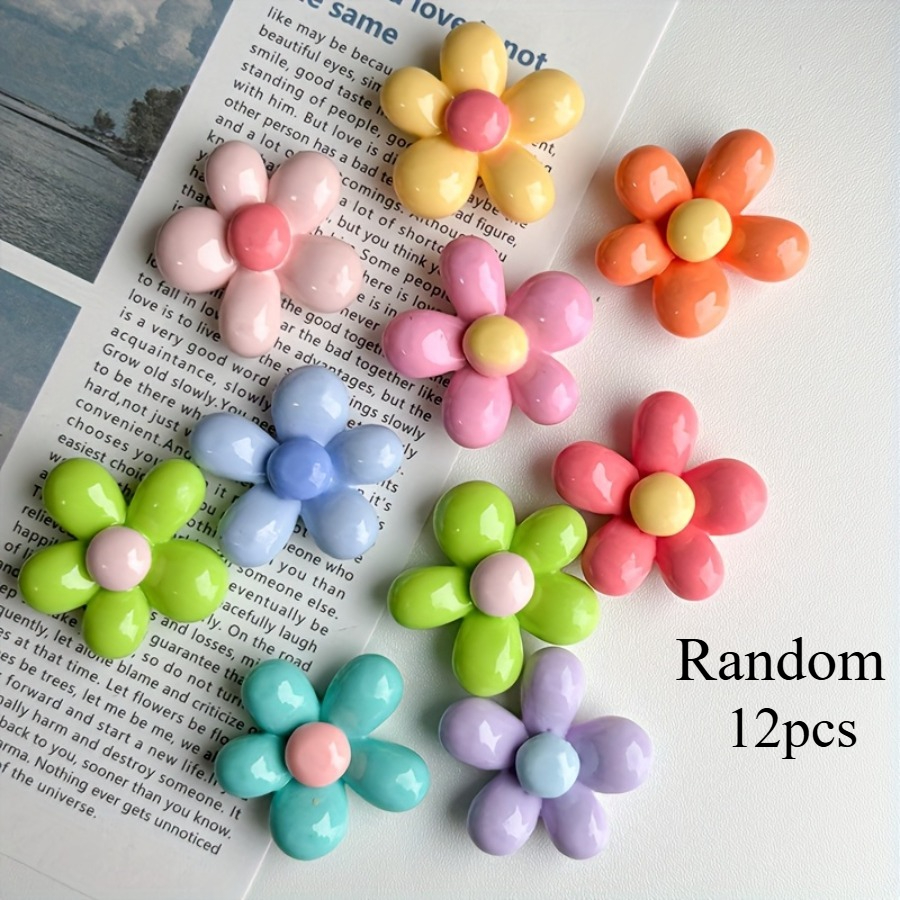 TEMU 12-pack Random Color Refrigerator Magnets, Cute Colorful Decorative Flower Magnets, Suitable For Office, Kitchen, And Storage Cabinets