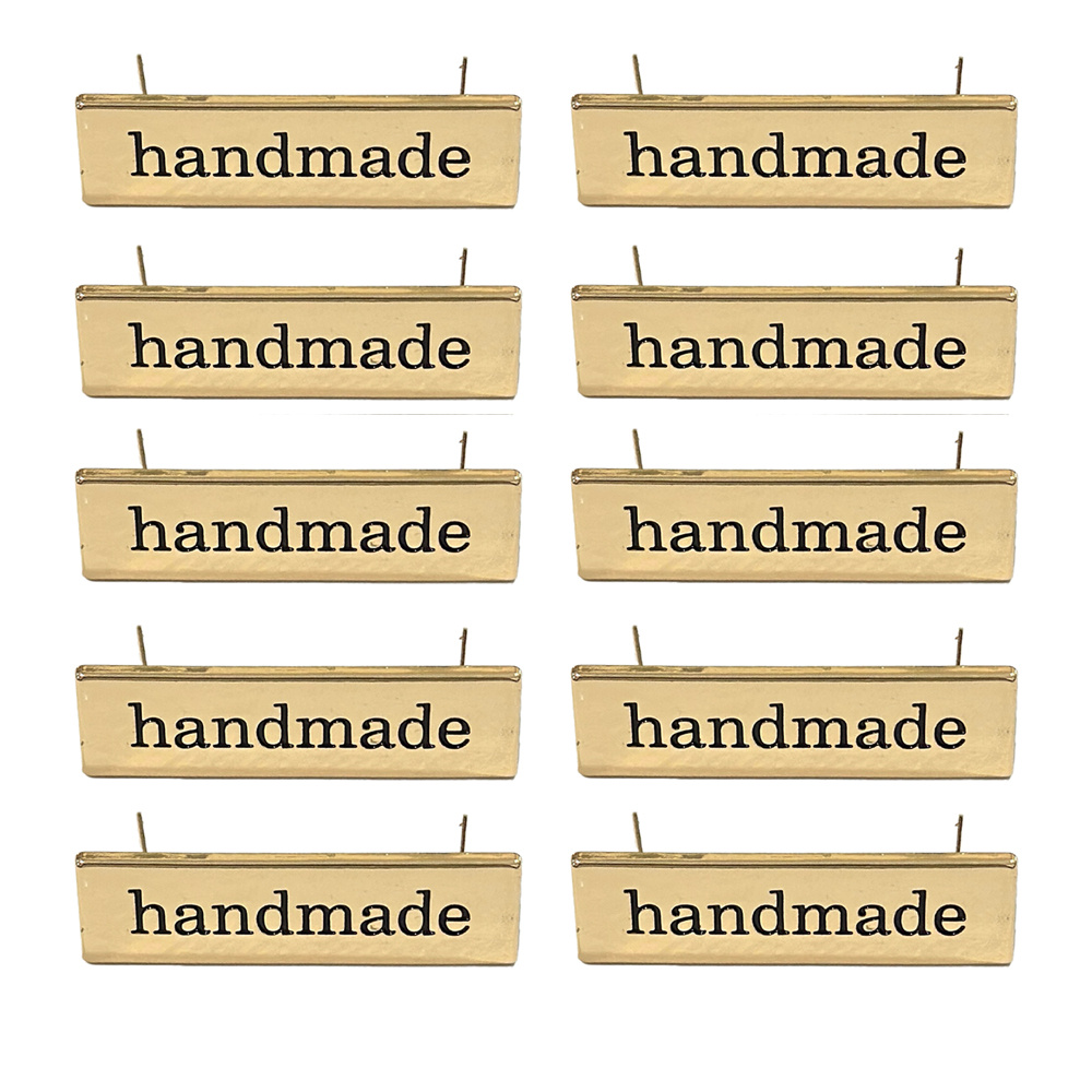 E-shop 10 Stk. handgefertigte Metalletiketten – Rechteckige Legierungsanhänger mit „Handmade“-Design für DIY-Bastelarbeiten, Geschenke, , Schuhe –