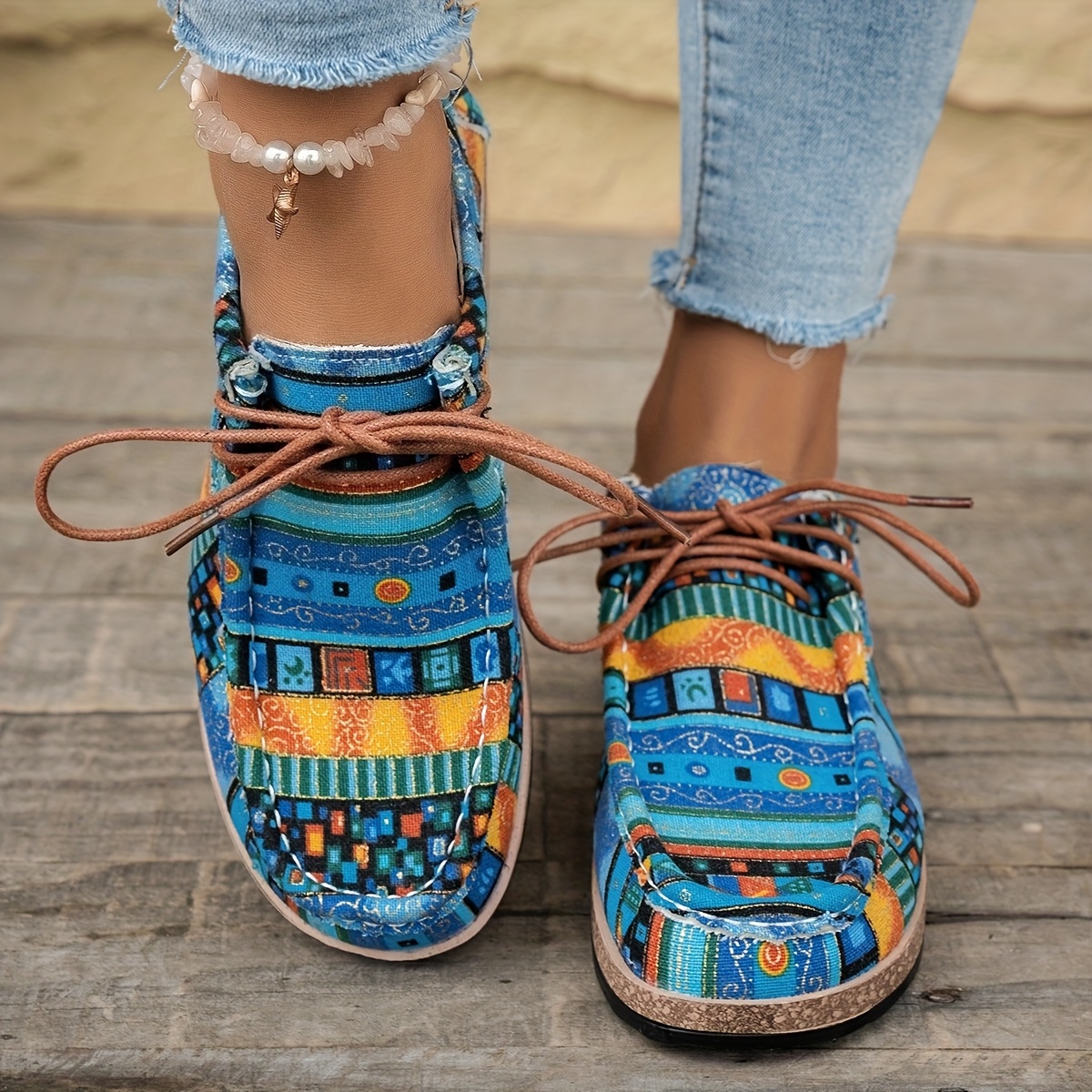Ethnic Style Women's Breathable Flat Casual Sneakers
