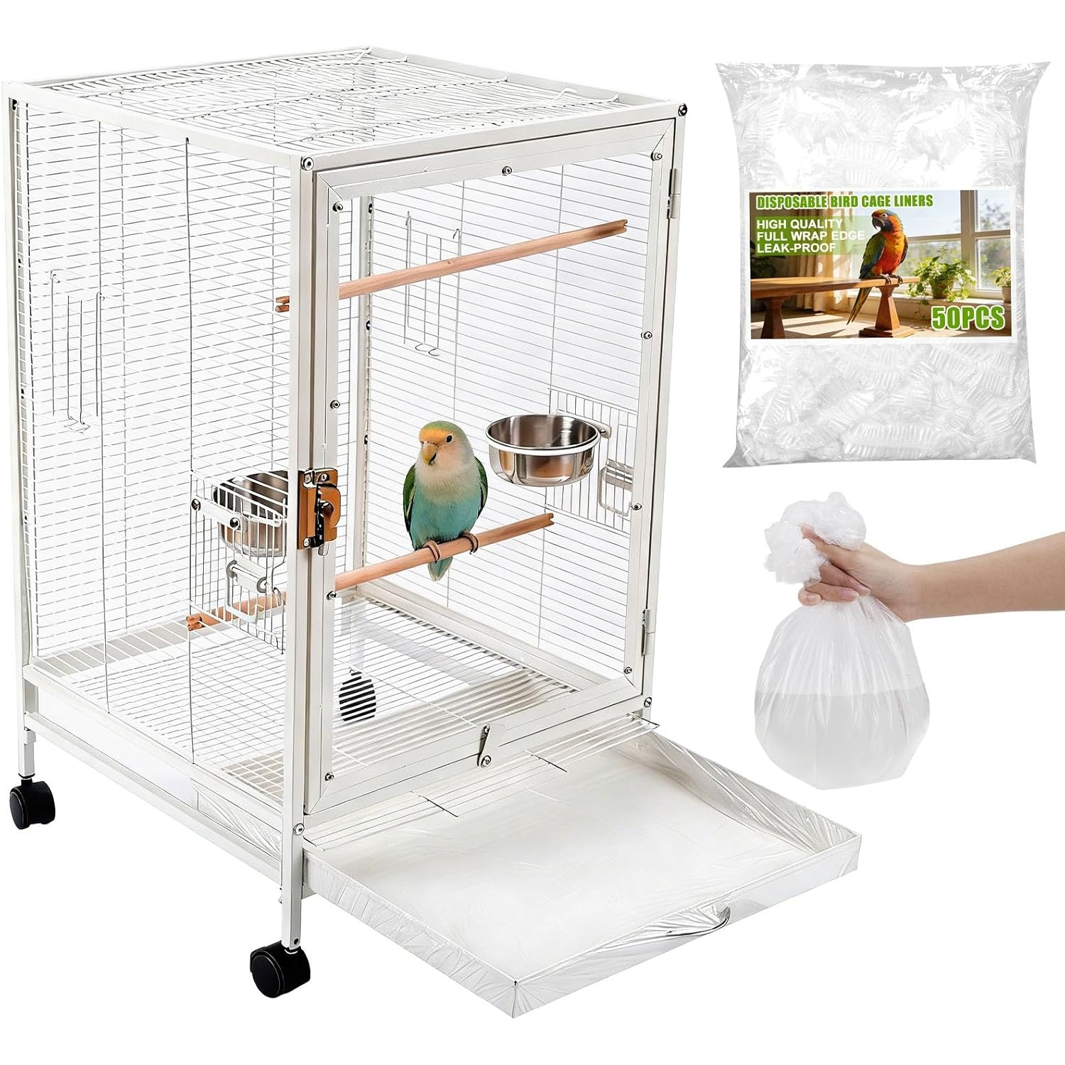 TEMU 50pcs Tapis Jetables pour Cage d'Oiseaux - Coussinets Respirants en PE pour Cages de Perroquets à Queue Longue de Taille Moyenne, Convient aux