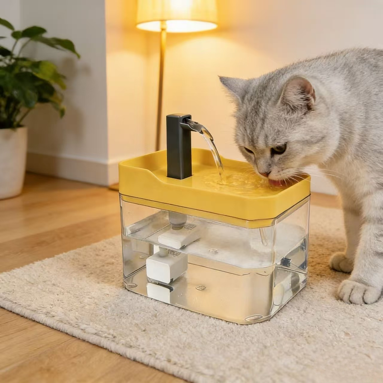 TEMU Neuer 1,5L automatischer Haustier-Trinkbrunnen mit großem Fassungsvermögen, erhältlich in 3 Farben. USB-betrieben, keine Batterien erforderlich.