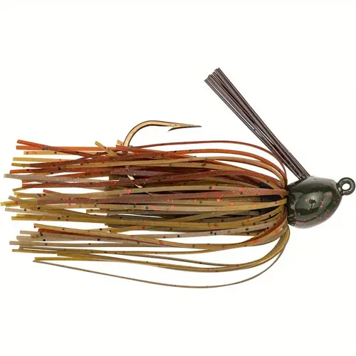 bug jig fishing lure with premium silicone skirts green with orange red accents 3 treble hooks for freshwater saltwater fishing fishing bait construction