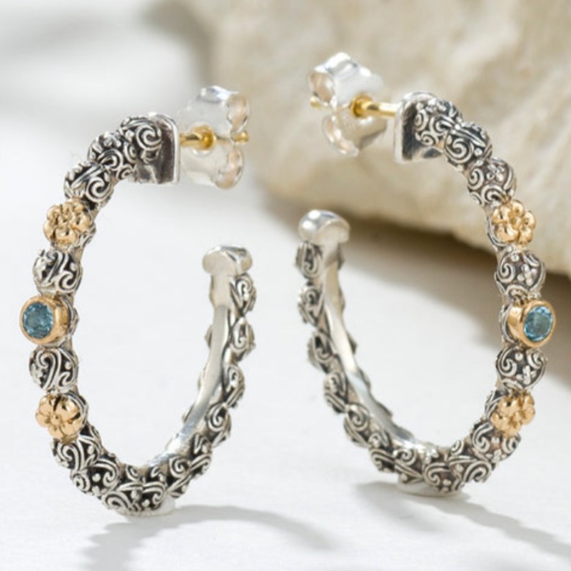 Women's Two-Tone Vintage Flower Pattern Earrings