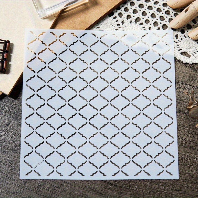 Reusable 8-inch Geometric Pattern Stencil - Washable, Ideal For Diy Crafts On Wood, Fabric, Paper, Walls, Canvas & Floors