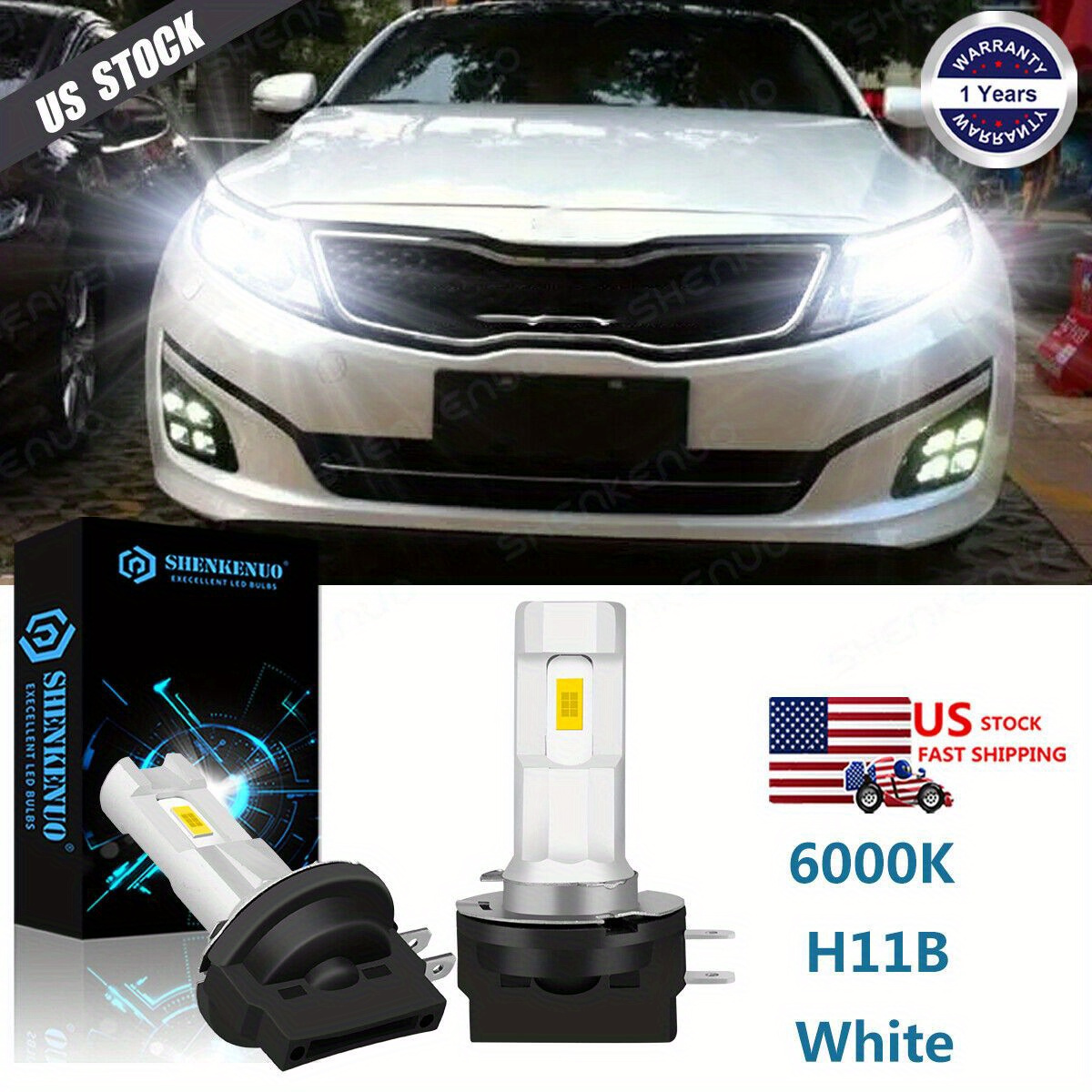 

For Kia 2007-2015 2010-2013 2pcs Led Headlight Low Bulbs