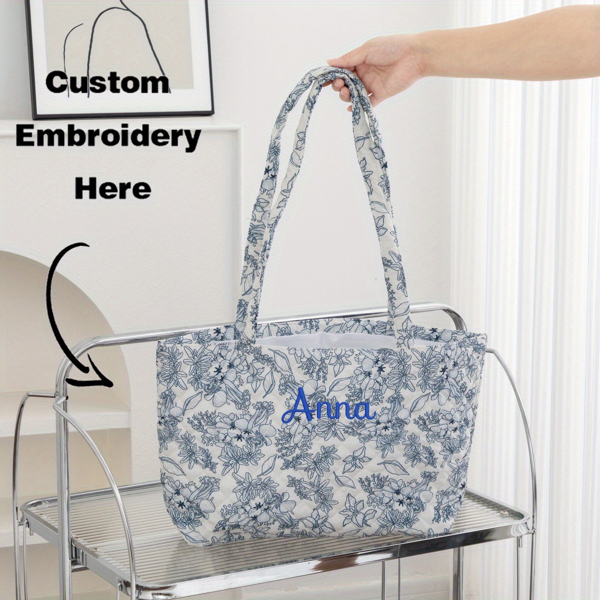 quilted tote bag sold on Temu United States