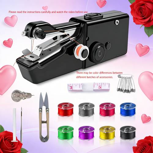 1pc machine à coudre portable manuelle, mini machine à coudre électrique multifonctionnelle , portable et facile à utiliser, alimentée par usb, utilisée pour coudre les tissus et les vêtements