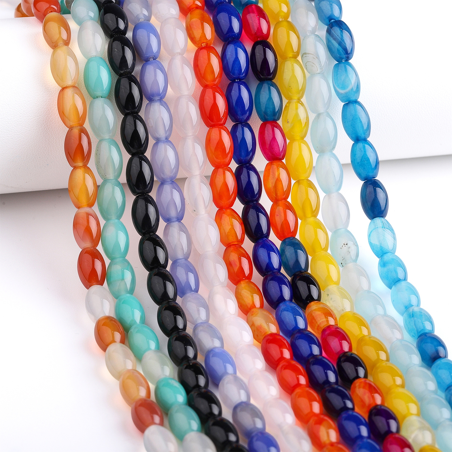 8X12Mm Natural Stone Multi-Color Agate Seed Beads