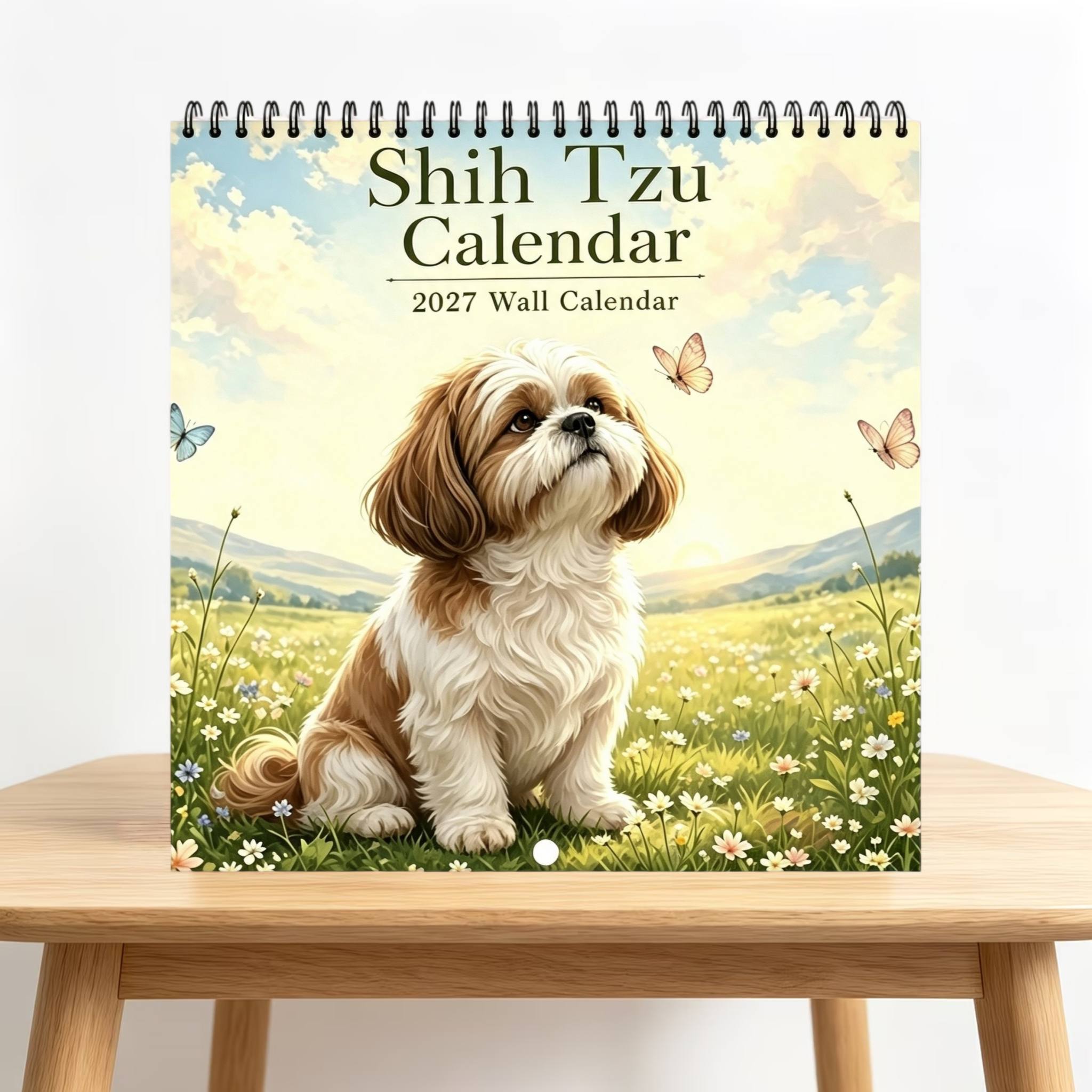 TEMU 2027 Shih Tzu & Wall Calendar - Monthly Planner Suitable For , Thick Paper Pages With Dated Calendar Grid, Shih Tzu For Yearly Planning And