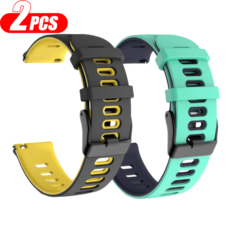 E-shop 2 Stück 20mm 22mm Silikon Sport Smartwatch Armbänder Ersatzarmbänder für for Samsung Galaxy Watch 6/5/4/Active 2 40mm 44mm