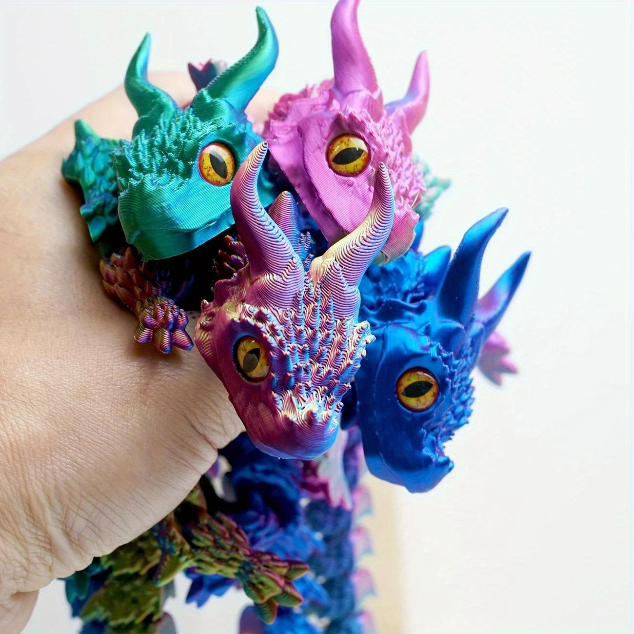 laser holographic 3d printed flying dragon with articulated statue model creative two horned dragon figurine home decor room decor gothic style