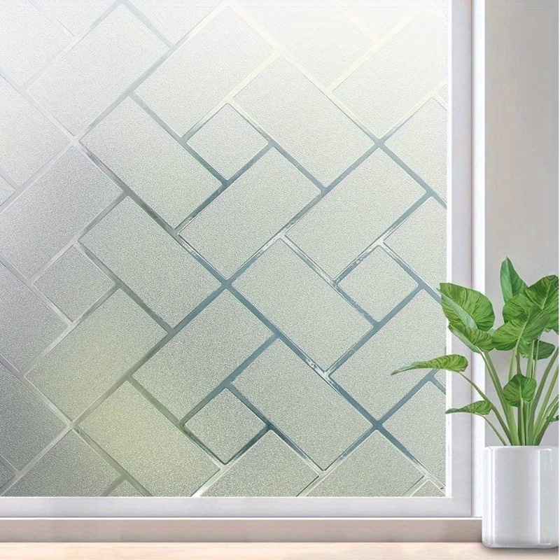 TEMU 1pc Window Privacy Film, Frosted Glass Decorative Electrostatic Sticker Sunscreen Vinyl Cover, Suitable For Home Kitchen, Living Room, Bathroom,