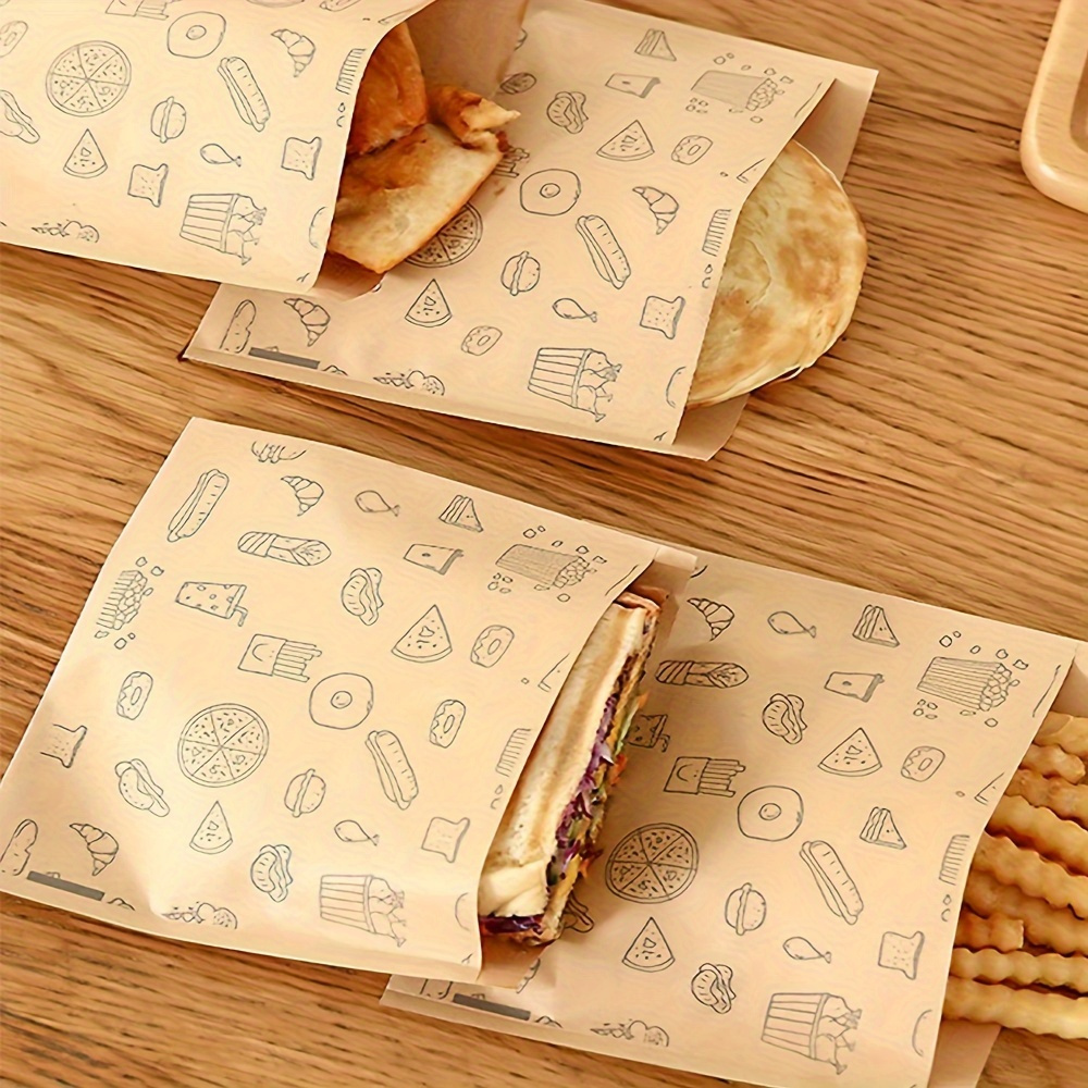 

Cjorwyn -pack Greaseproof Paper Bags - Food-grade Sandwich Wrappers, Disposable Snack & Bread Pouches For Christmas, Day, Thanksgiving, Graduation, Halloween