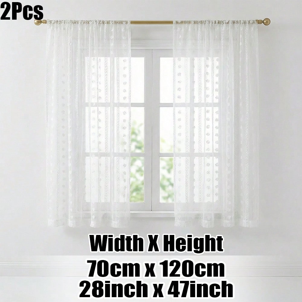 TEMU Pack Of 2, Cosennatur, Boho Lace Tassel Curtain, Tassel Jacquard, Soft And Lightweight, Filter Light, Privacy Decor, Washable, Boho Home Decor