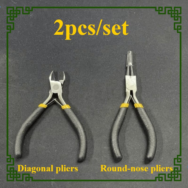 TEMU 1 Jeu de pinces à bijoux multifonctionnelles améliorées - Pince et à bec rond avec couvercles de protection, poignée en plastique, manipulation
