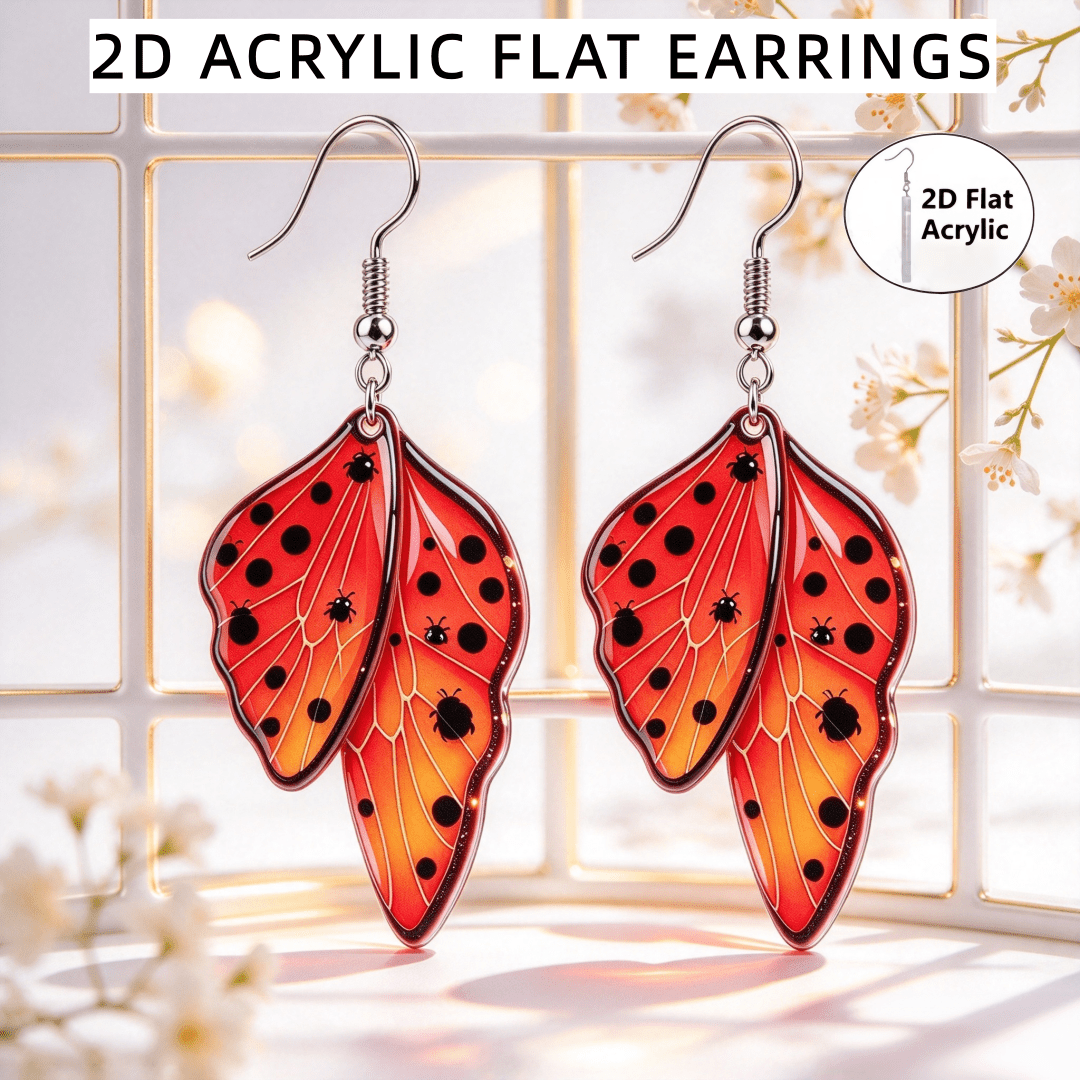Women's Butterfly Wing & Ladybug Dangle Earrings