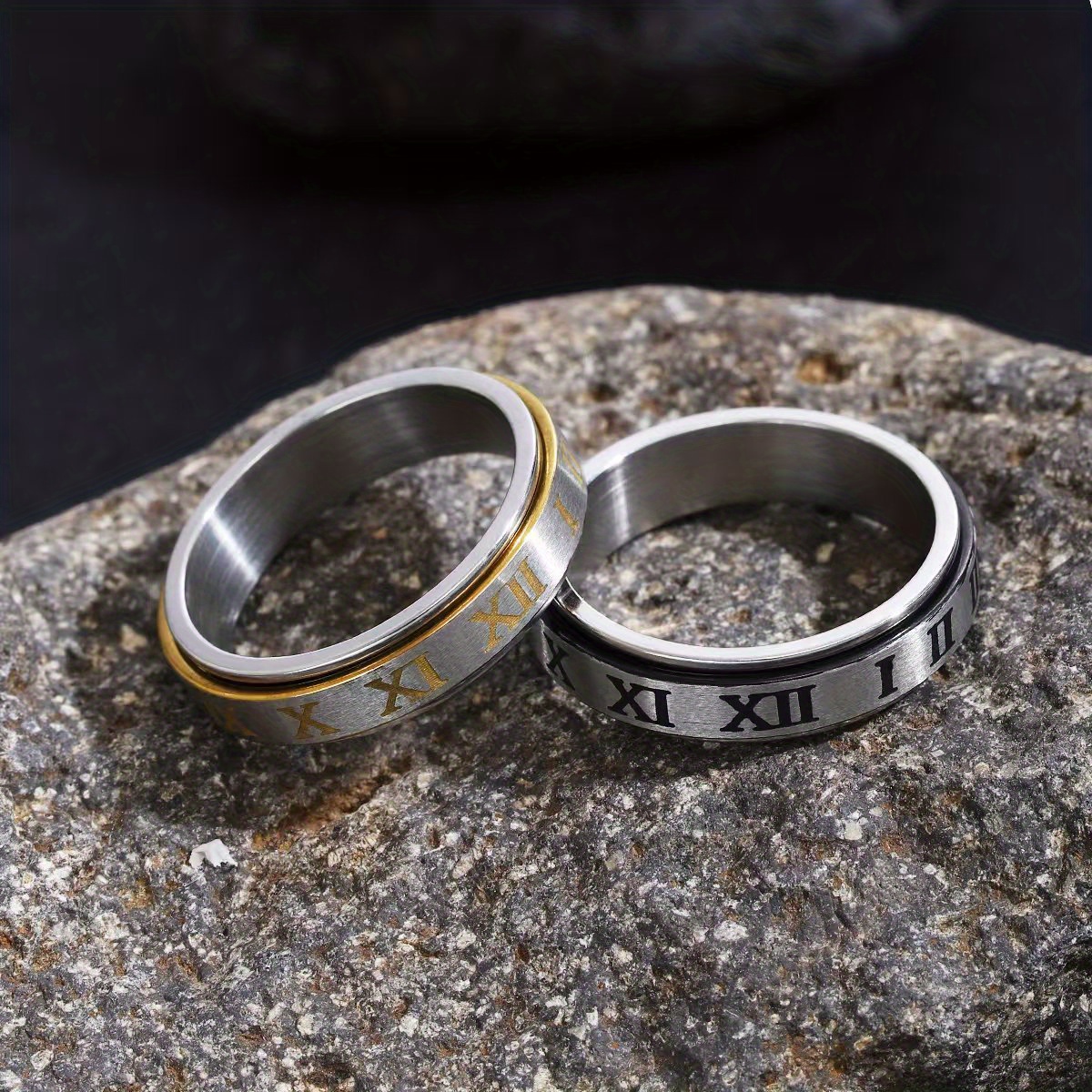 1pc vintage roman   ring stylish 6mm 304 stainless steel stress fidget spinner knuckle ring for men women rotatable wedding jewelry Product details 3