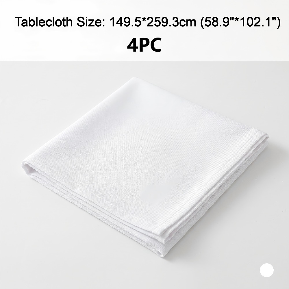 TEMU 4pcs Rectangular Tablecloths (white/black) - Tablecovers, Durable Washable Polyester Table Covers Fit Standard 6-8 Ft Tables For Beach