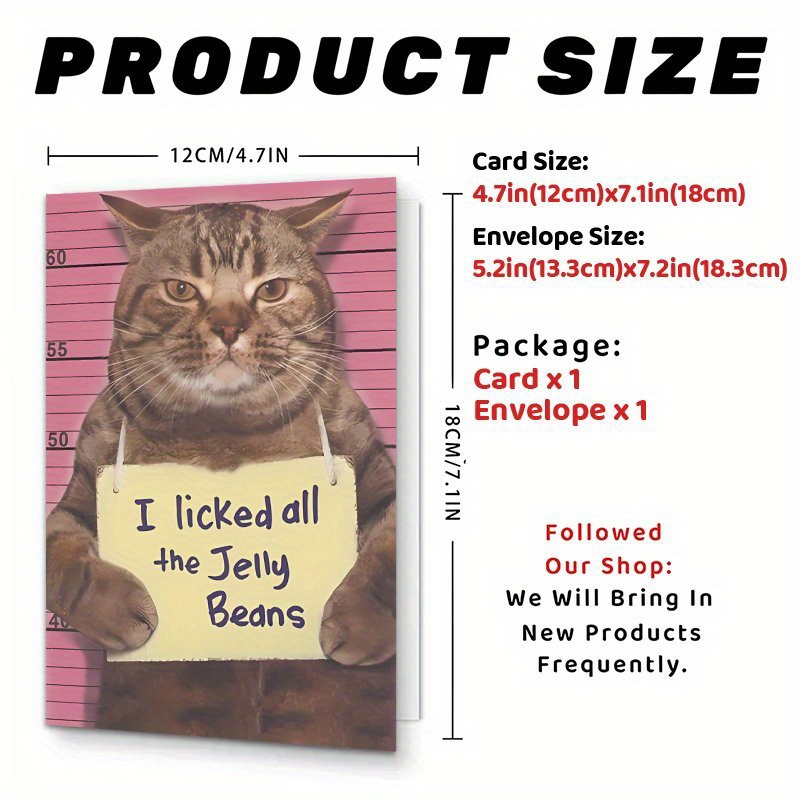 TEMU 1pc Cat Greeting Card, Easter Card, Creative Celebration Gift For Or Anyone, With Envelope