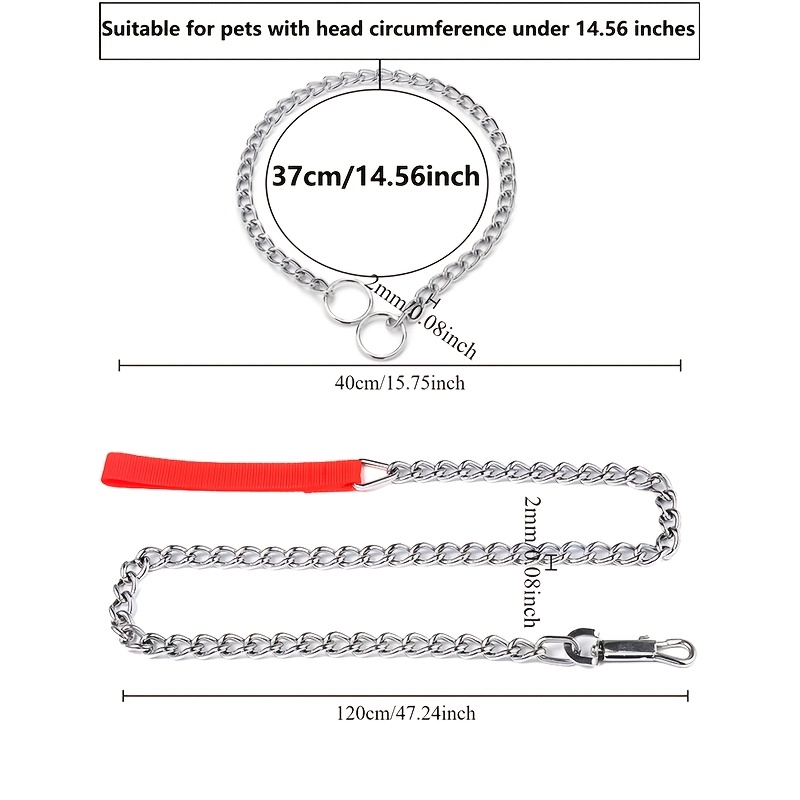 Combination Training Leash, Dog Iron Chain Leash + P Chain Collar, Suitable For Pet Training, Reliable Traction For Small And Medium-sized Pets