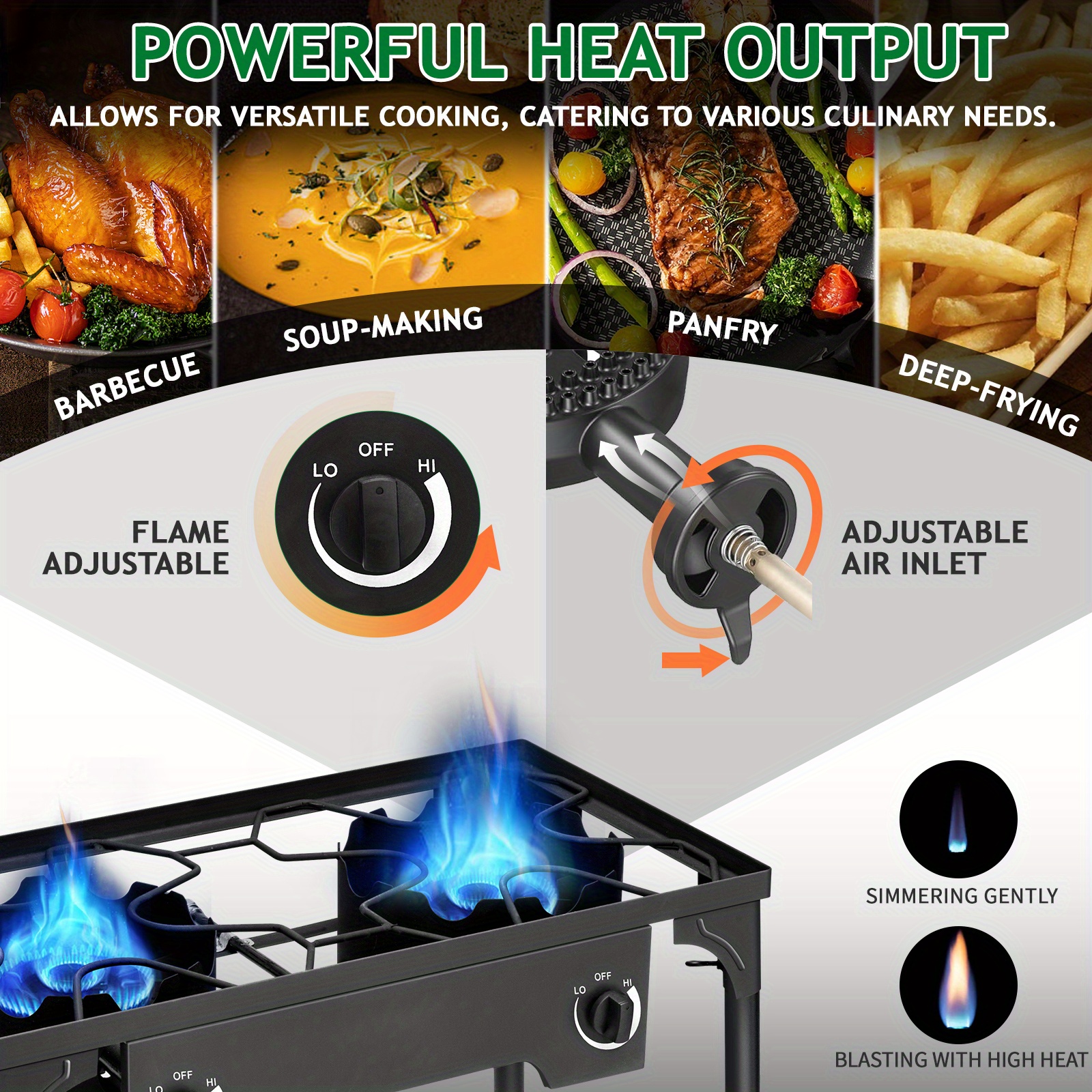 2 Burner Outdoor Propane Gas Stove 150, 000 BTU High Pressure Stand Cooker for Backyard Cooking Camping Home Brewing Canning Turkey Frying, 20 PSI Regulator
