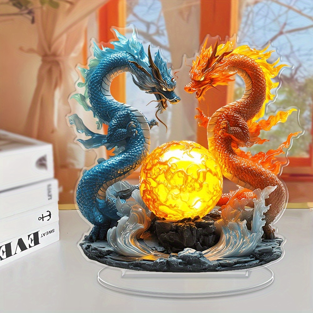 

Led Light Oriental Dragon Acrylic Ornament-no Power Supply, Suitable For Office, Bedroom, Cafe Decoration And Holiday Gifts