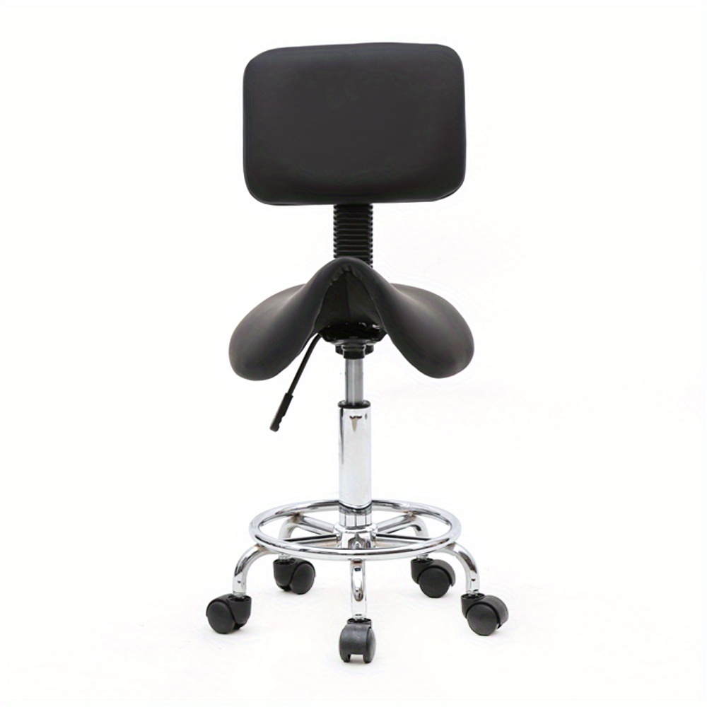 TEMU Tabouret de salon pivotant à 360° avec coussin de selle et , tabouret de salon pivotant réglable en hauteur avec roulettes et siège pour spa,