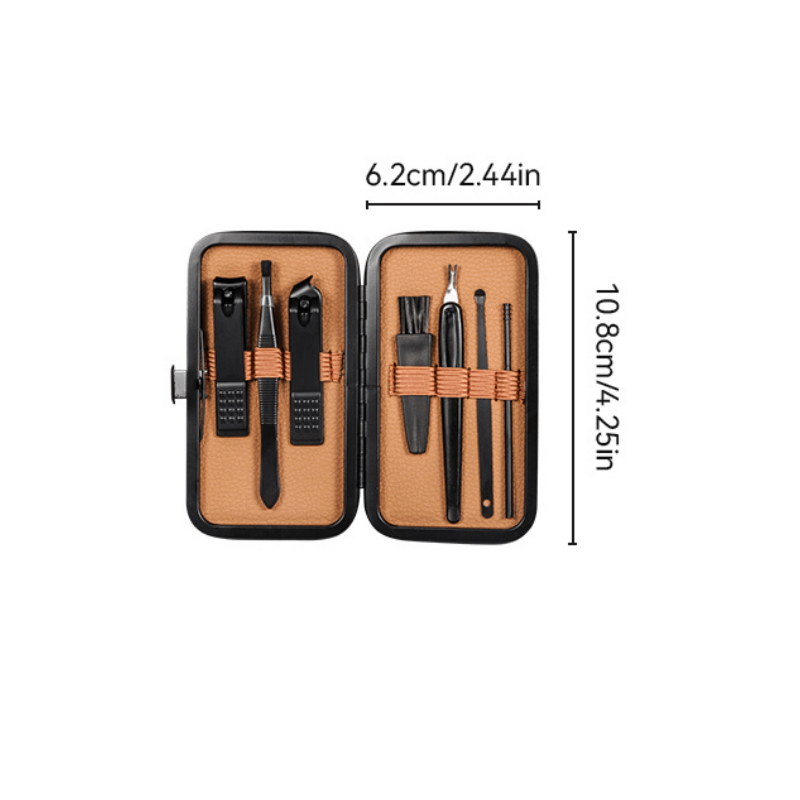 7pcs Black-Brown Stainless Steel Manicure Set