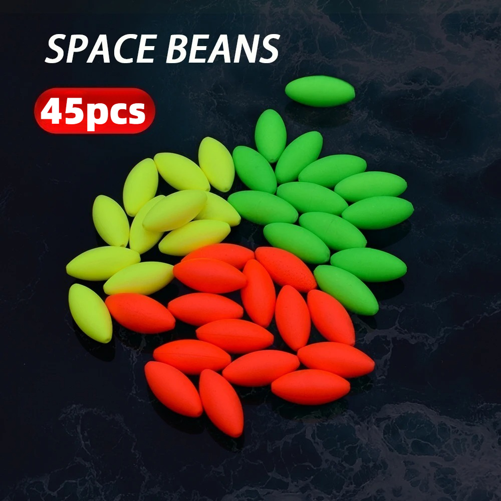 Image of 45pcs 25mm Olive-shaped Foam Beads, -star Floats, Traditional Line Set Floats, Bulk Large Olive-shaped Noticeable Beads, Bottom Fishing Floats For Catching