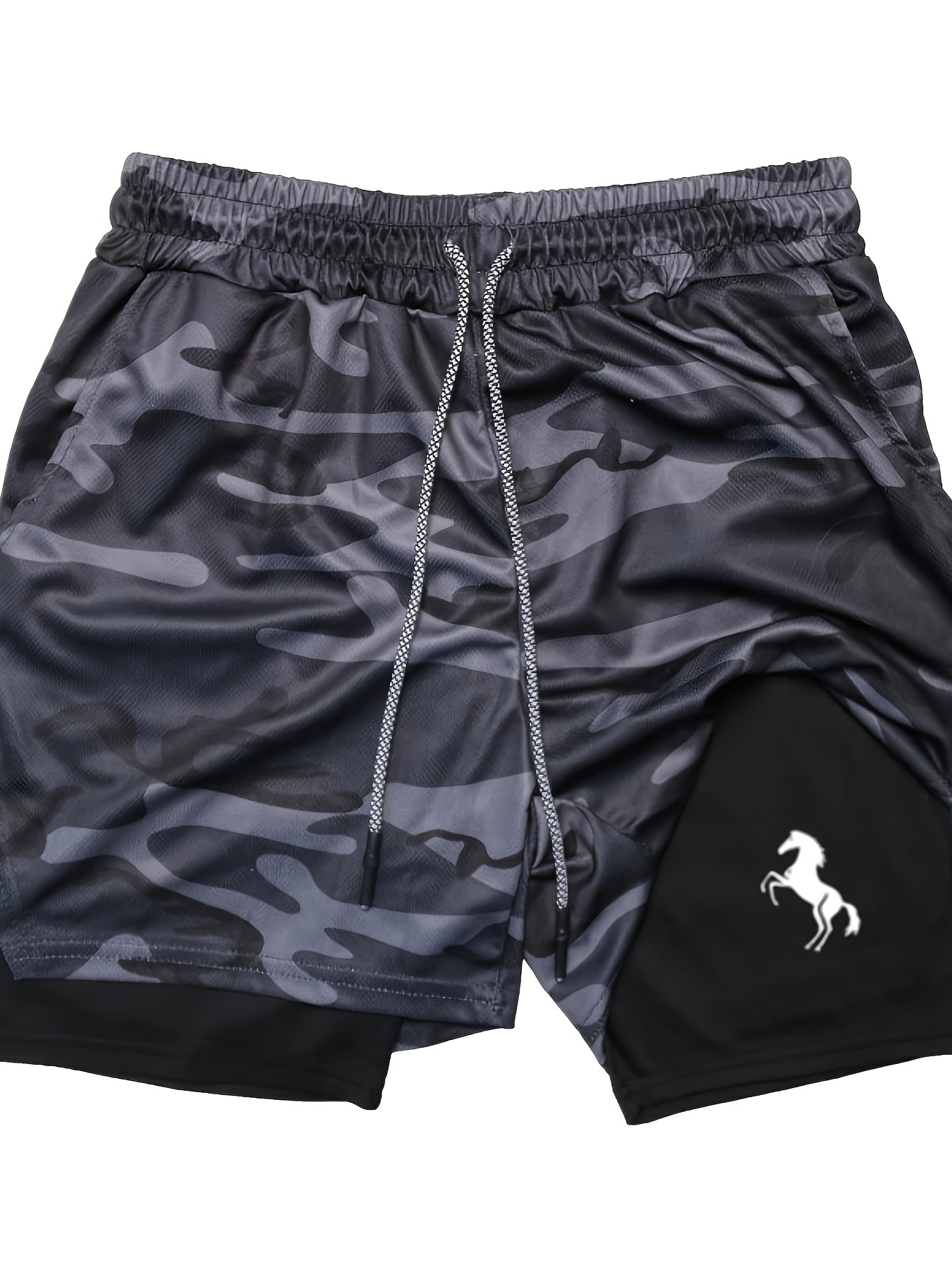 Men'S Running Shorts | Regular Fit, Slight Stretch Fabric, Print Pattern, Drawstring Detail | Suitable For Sports, Training, Hiking & Outdoor Activities In Summer