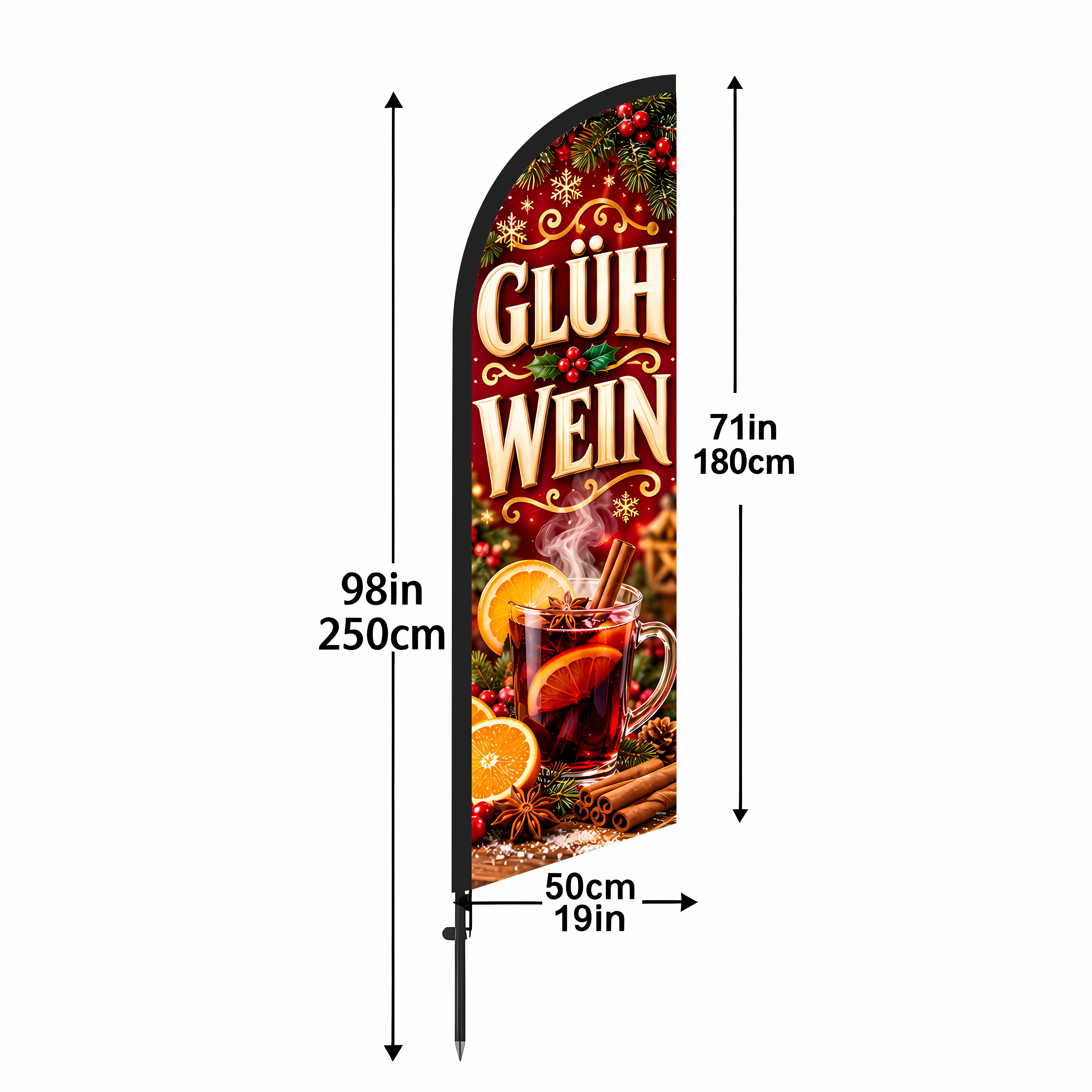TEMU [glühwein] Christmas Wine Outdoor Display Flag, 6.5 Feet Tall (pole Not Included), Made Of Thickened Blackout Polyester Fabric, High-density