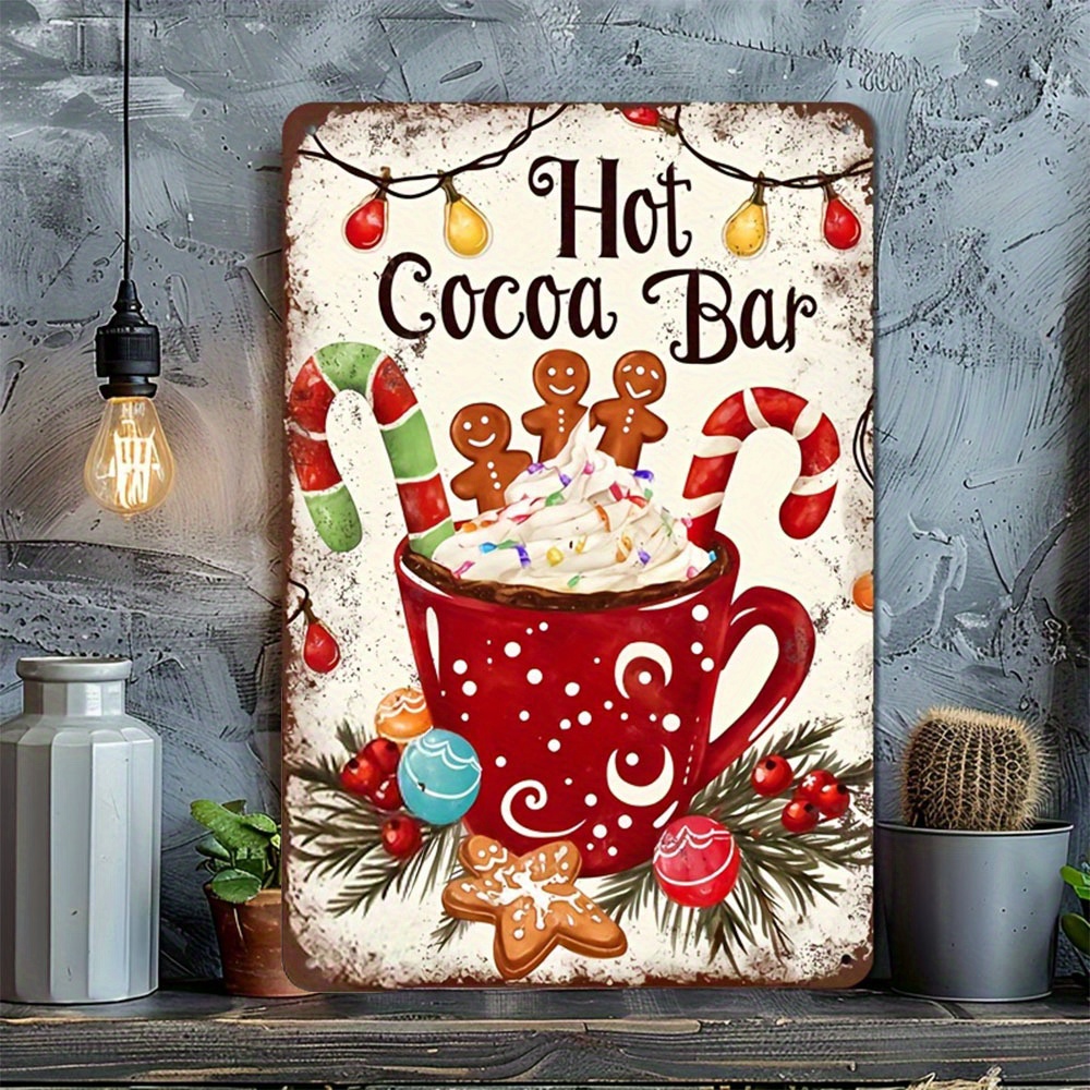 

Vintage Christmas Bar Metal Sign - Weatherproof Tin Wall Art With Pre-drilled Holes For Farmhouse, Home, Cafe, Garage Decor - Indoor/outdoor Use, 8x12 Inches