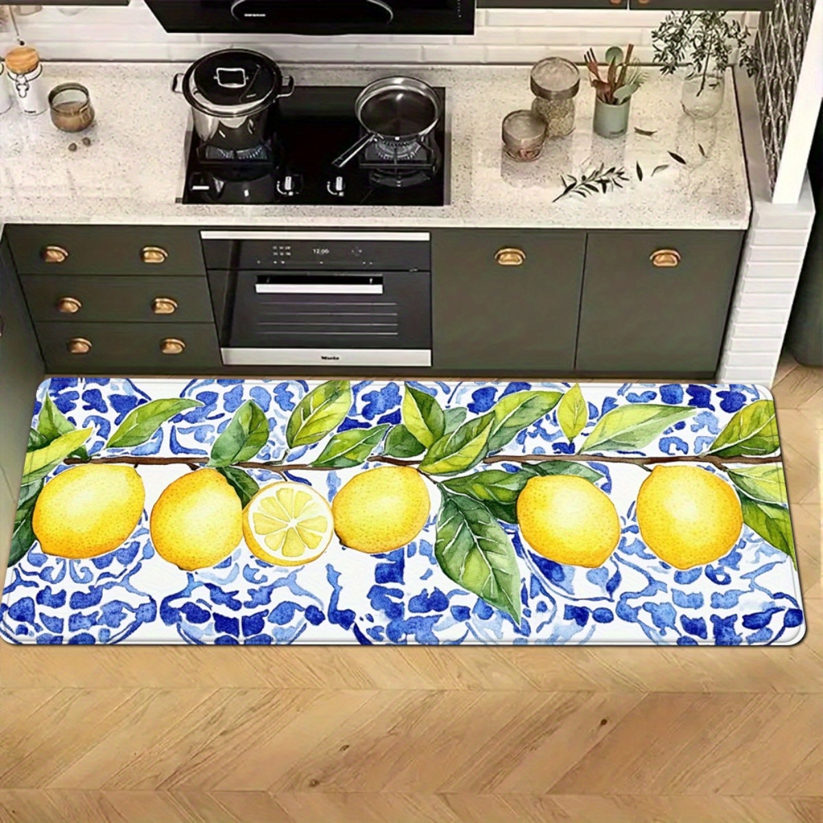 TEMU 1 pezzo, estate, Tappeti da Cucina con Stampa Limone Vivace - Tappetini Assorbenti Antiscivolo per , Adatti a , come cucina, sala da , camera da