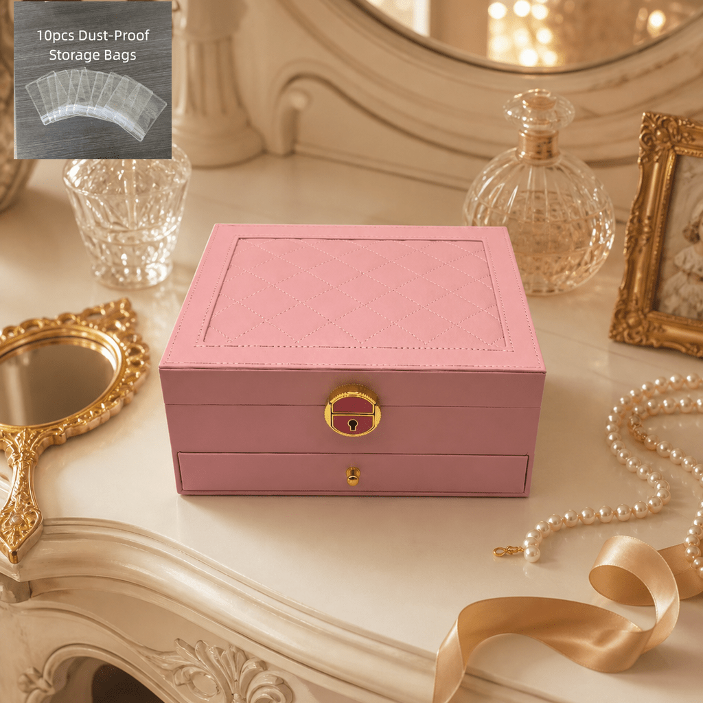 Large Capacity Lockable Jewelry Box, Multi-Drawer Jewelry Box, Multi-Functional Jewelry Display Case, Jewelry Storage Box, Ring Necklace Bracelet Organizer, Gift for Women, Holiday Gift, Back-to-School Gift, Opening School Season Gift
