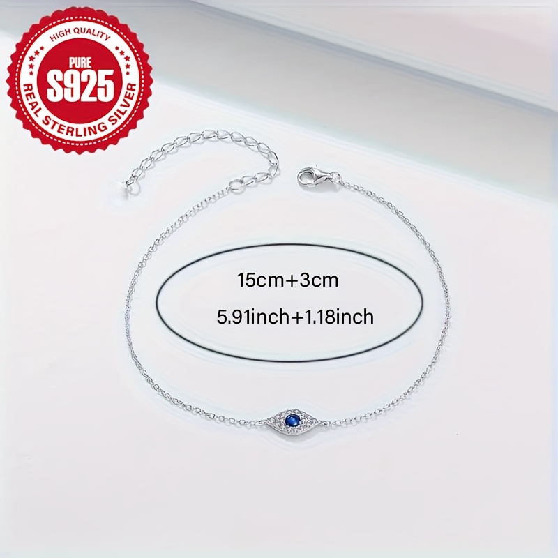 S925 Silver Blue Eye Bracelet with Synthetic Zirconia