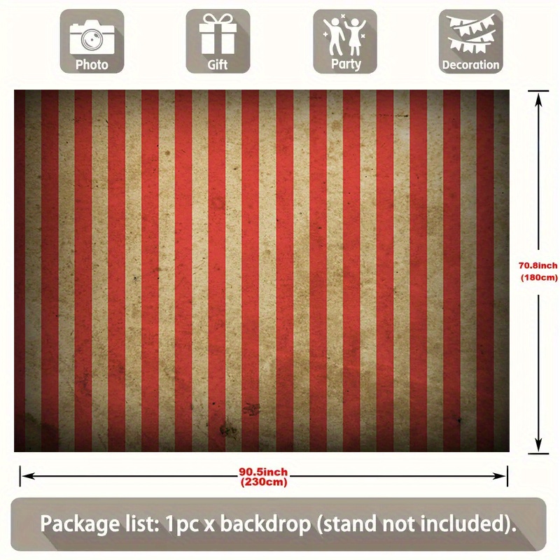 TEMU 1pc Large Horror Party Backdrop - Carnival Halloween Decoration With Stripes, Blood Splatter Effect - Durable Polyester Banner (90.5x70.8in) For