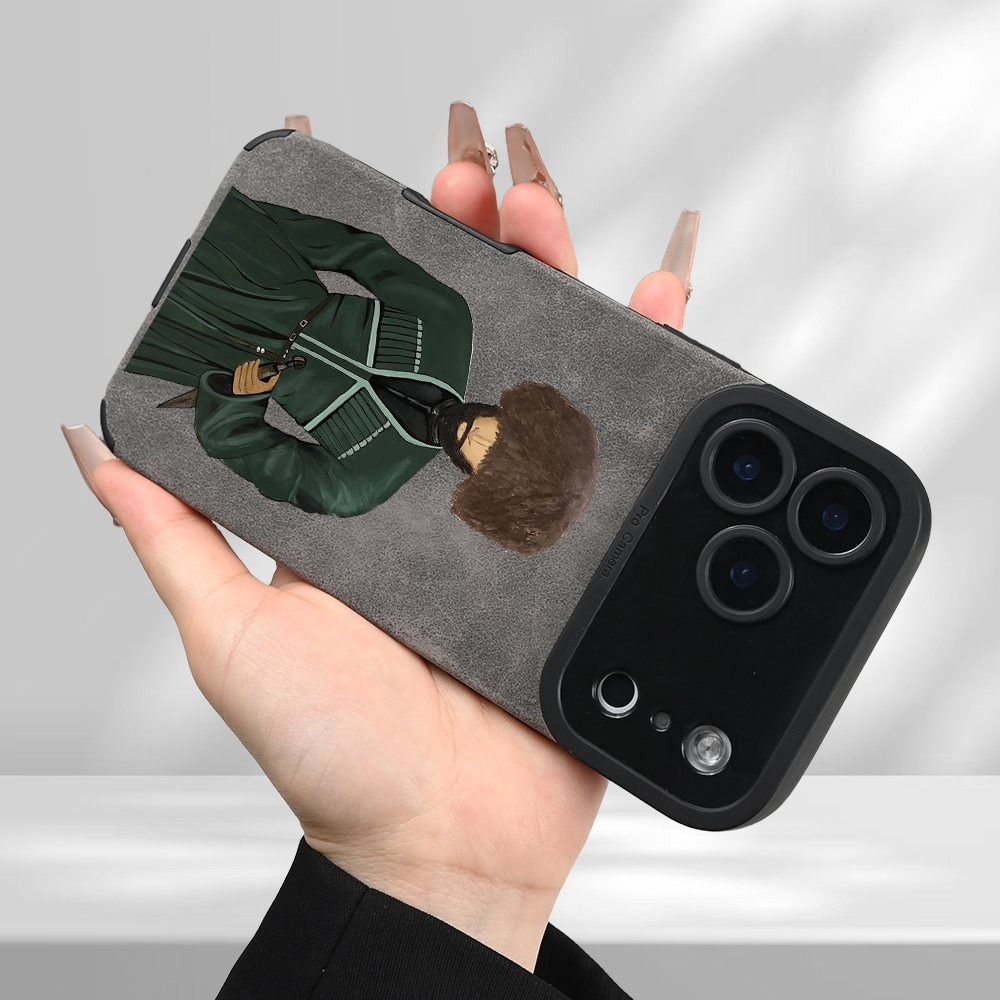TEMU Phone Case: Ethnic Male Figure Pattern -end Drop-proof New Synthetic Leather Phone Case For
