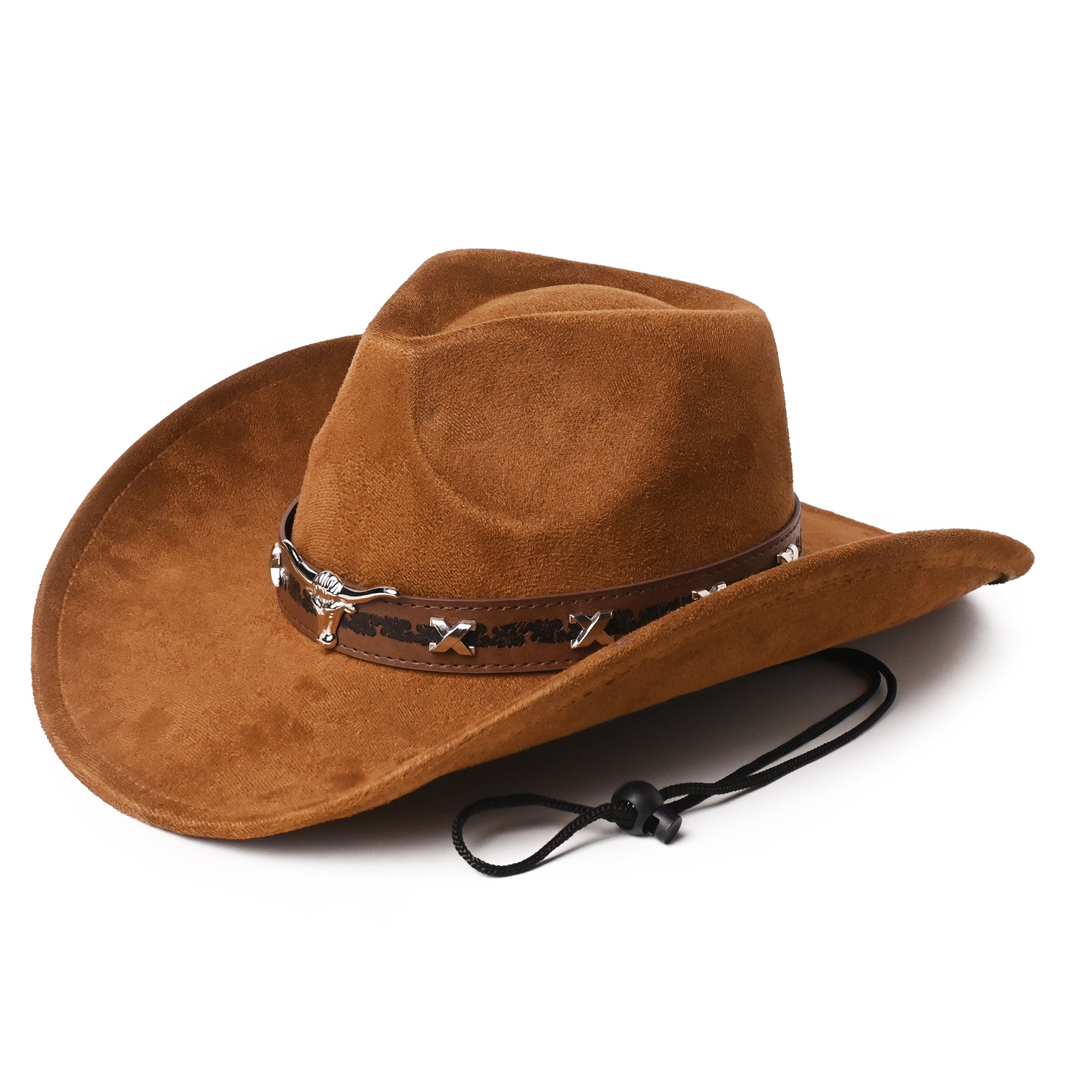 Image of Suitable For Men And Women, Western Retro Style, High-end X Silvery Print Waist Wide-brimmed Cowboy Hat, Lightweight, Easy, Casual, Daily Party, Versatile Felt Hat