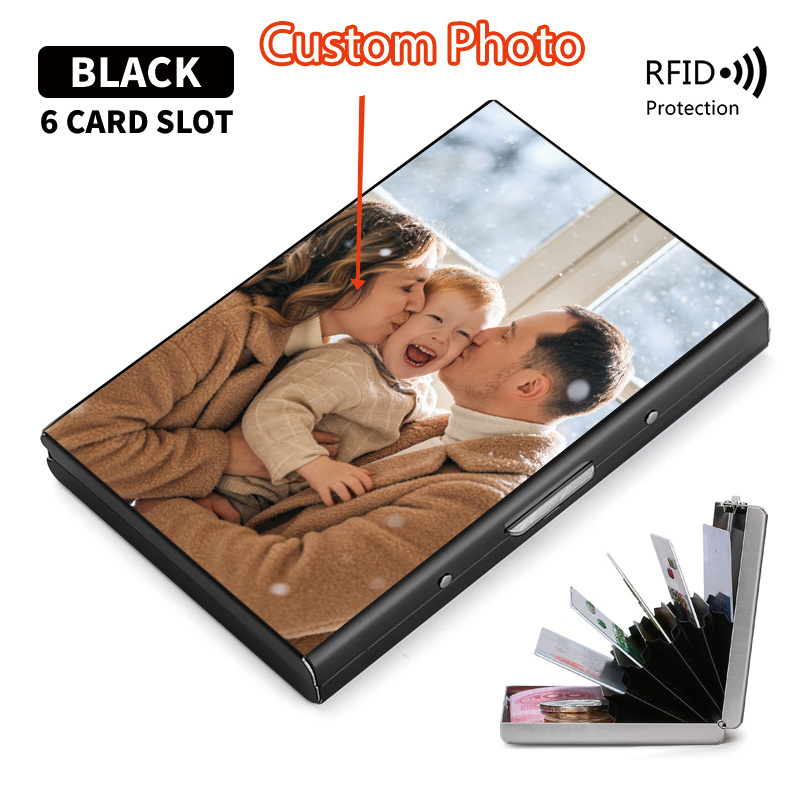 TEMU Custom Photo 6-slot Anti-demagnetization Card Holder Wallet, Self- Photo Printing, 6 Card Slots For Storing Cards And Cash, Rfid-blocking,