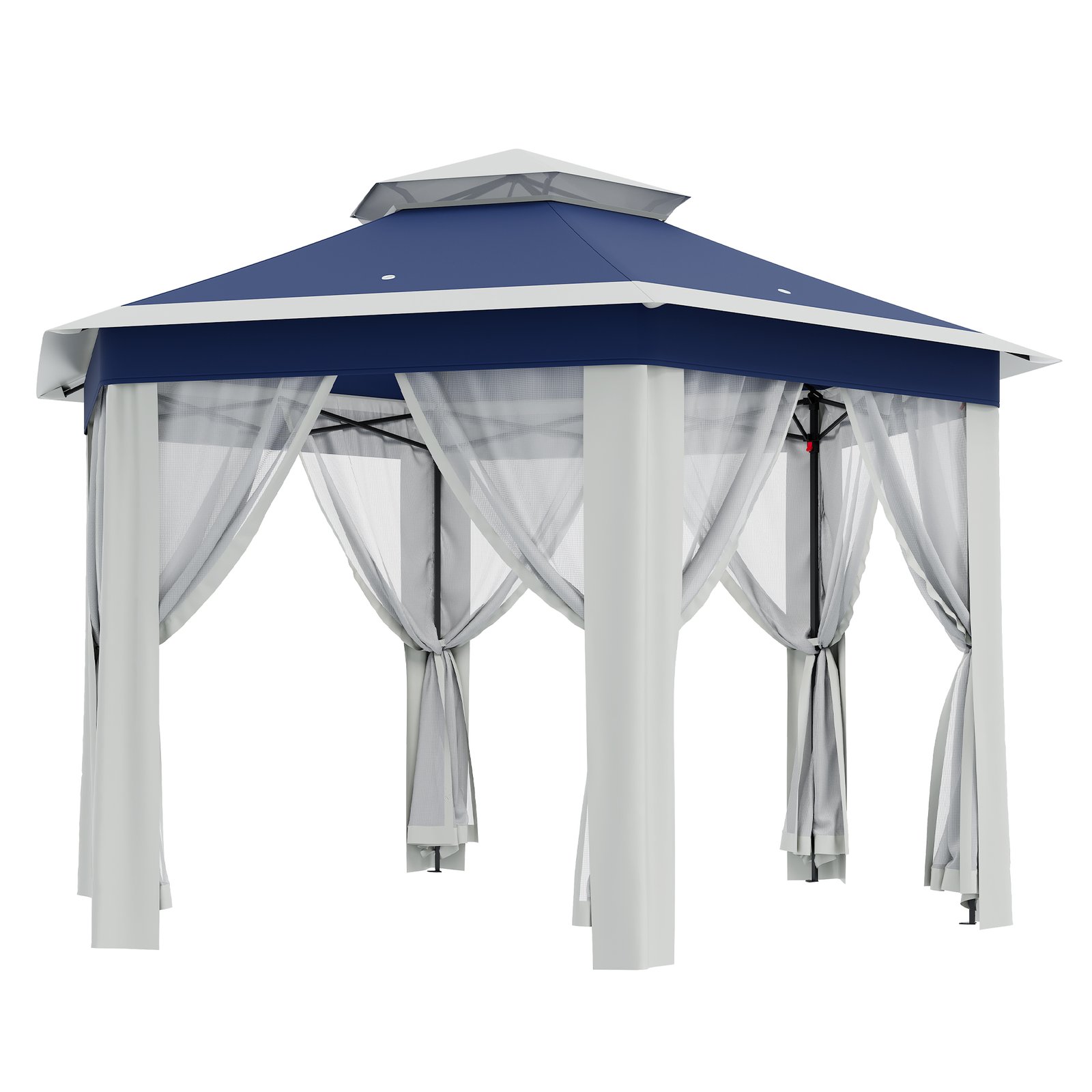 Six-sided Outdoor Canopy Tent, Polyester Support Frame Netting With Zipper Entry Sun And Insect Protection For Outdoor Leisure Areas