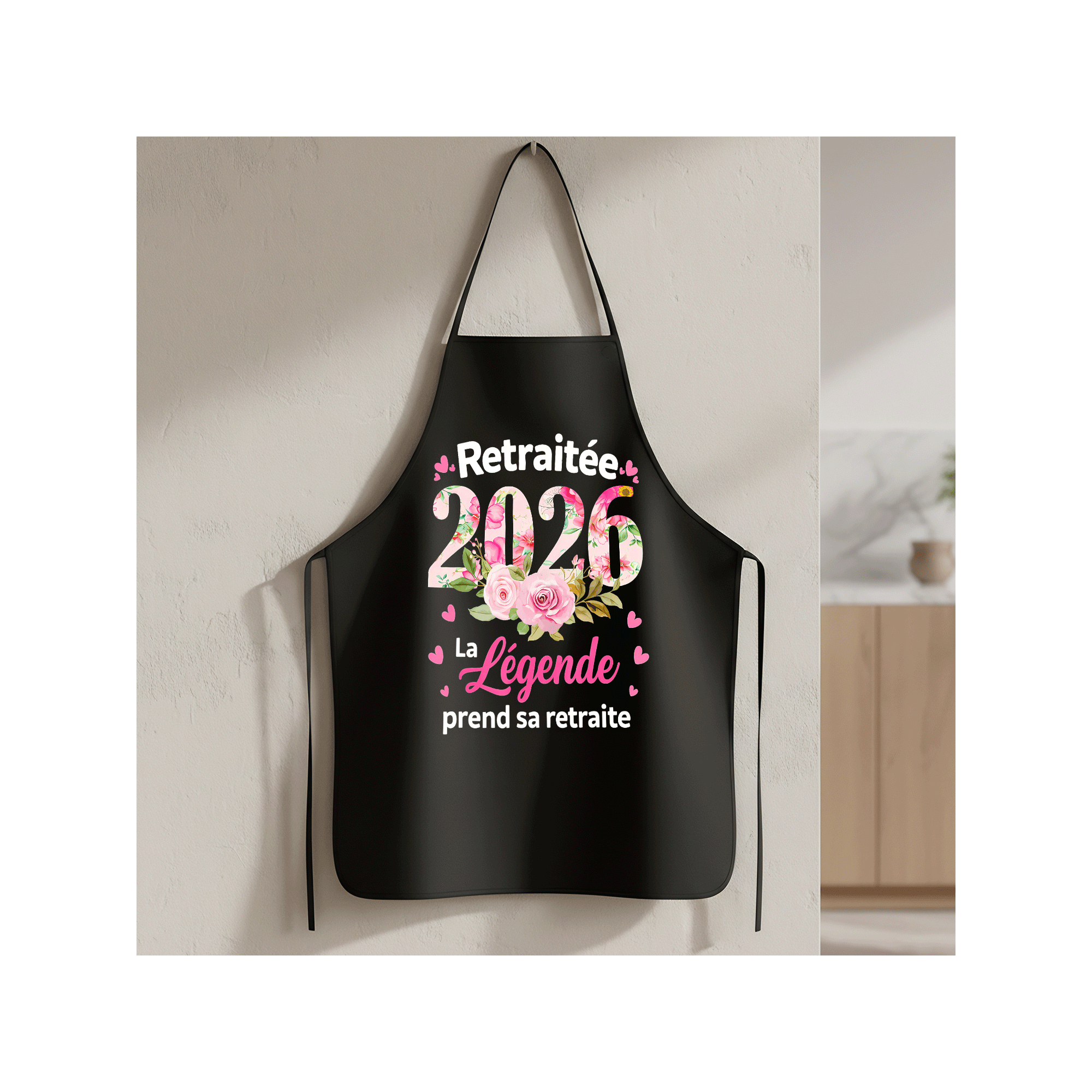 TEMU Tablier de retraite idéal pour BBQ, motif floral et peinture - Cadeau unisexe durable et confortable pour maman et papa, prend sa retraite avec