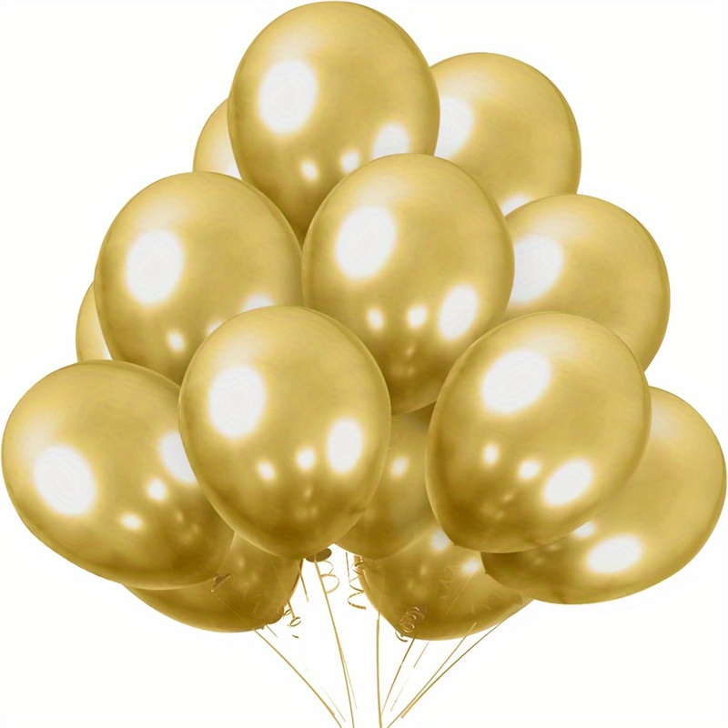 TEMU Golden Metallic Chrome Latex Balloons 30 Pack 5 Inch Round Helium Balloons For Birthday Wedding Graduation Shower Party Decorations