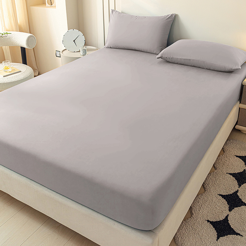 Image of Single Fitted Sheet, Comfortable And Breathable. Deep Pockets For 360° . In Colors And Sizes. Solid-color Mattress Cover, Fits Mattresses 15-30cm Thick, Machine Washable.