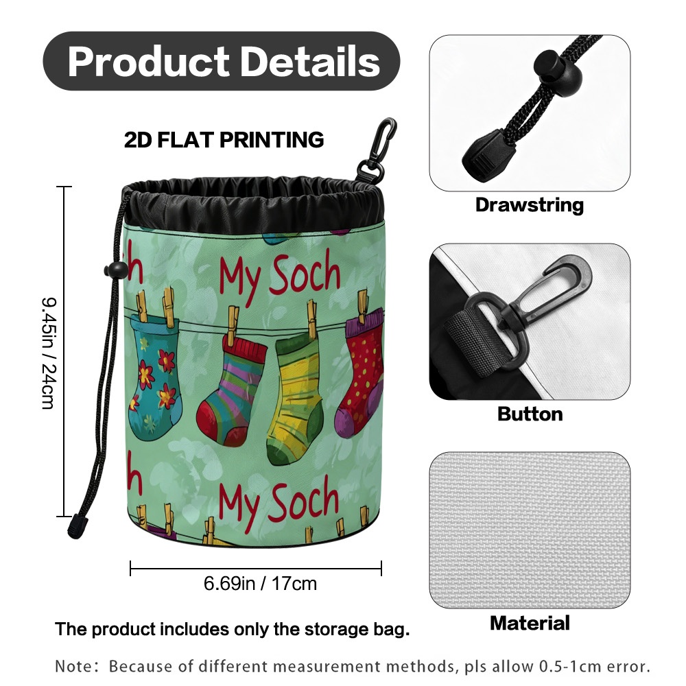 TEMU 1pc 1pcs Hanging Clothespin Storage Bag With Sock - Tear-resistant Fabric Suitable For Laundry Day, Colorful Hanging Pouch For Clothespins,