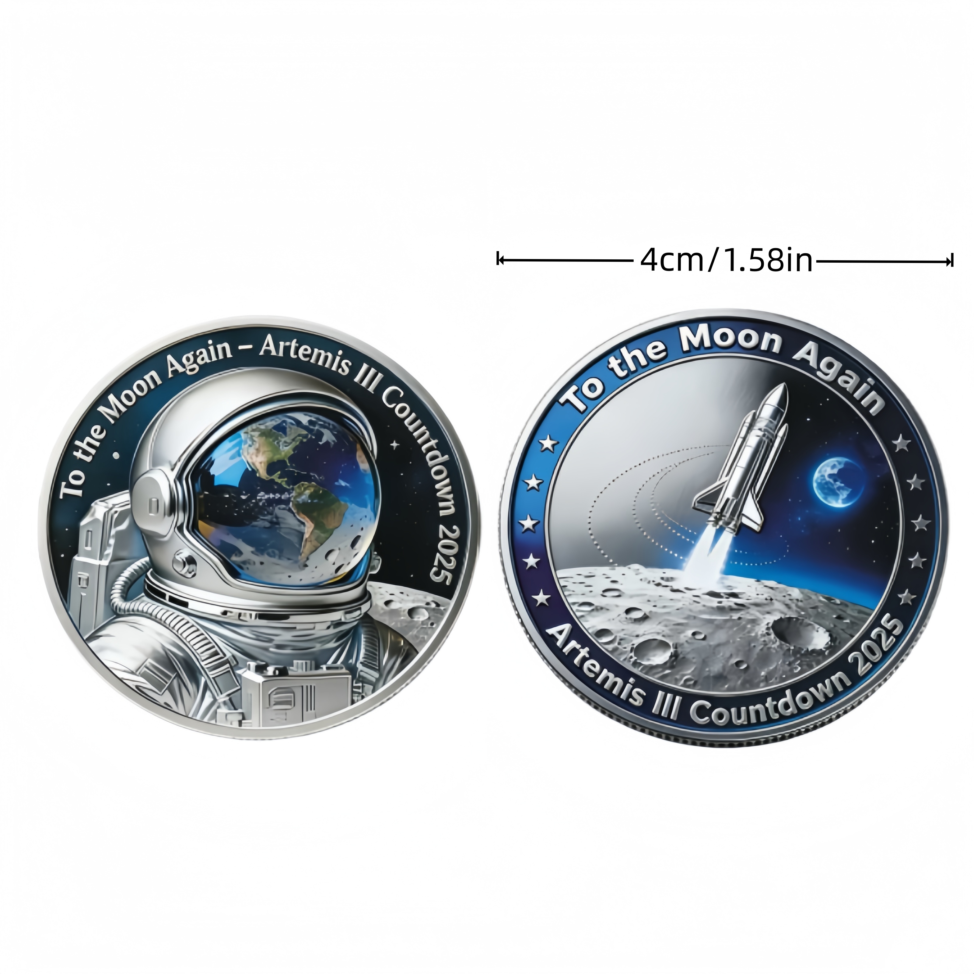 Image of 2d Flat Printing Commemorative Coin Artemis 3rd Landing Astronaut Rocket Theme Space Commemorative Coin Replica Suitable For Space Enthusiasts