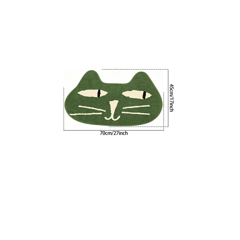TEMU Velvet Pointed Bottom 1pc Creative Green Slanted- Cat U-shaped Toilet Mat Thin Plush Easy To Care For Home Decor Floor Mat Fun Modern Cute