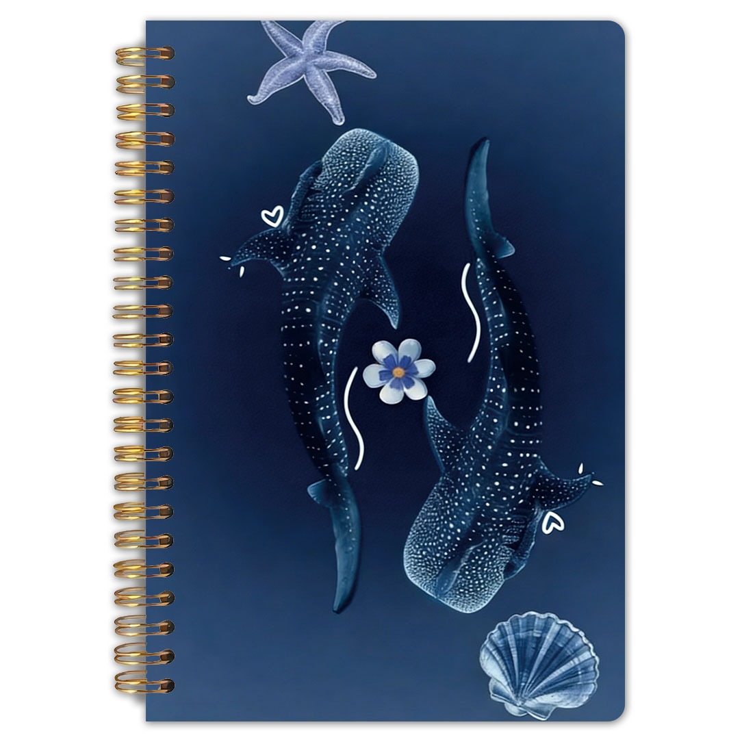 TEMU 1pc Whale Shark Ocean Journal Spiral Notebook | 5.5x8.3 Inches, High Quality Lined Pages, Elegant Marine Design, Gift For Ocean Lovers & Divers,