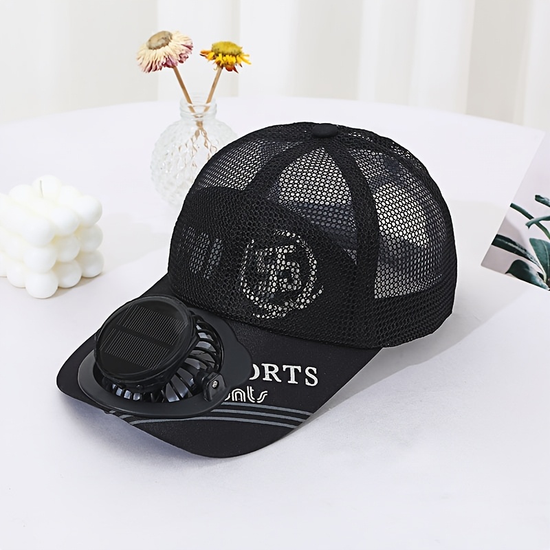 TEMU Solar-powered Hat With Built-in Fan - Usb Portable Cooling Hat, Adjustable Strap, Lightweight And Breathable For Outdoor, Camping, Beach, And